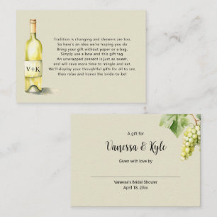 Carte D'accompagnement Bouteille blanche affiche bracelet douche nuptiale