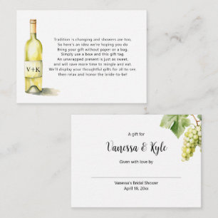 Carte D'accompagnement Bouteille blanche affiche bracelet douche nuptiale