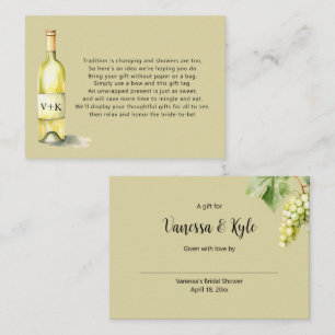Carte D'accompagnement Bouteille blanche affiche bracelet douche nuptiale