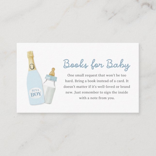 Carte D'accompagnement Bouteilles De Bouteilles Boy Livres Bleus Pour Béb (Devant)