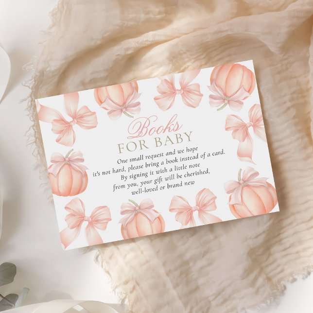 Carte D'accompagnement Bow Citrouille Baby shower Livres Pour Bébé (Créateur téléchargé)
