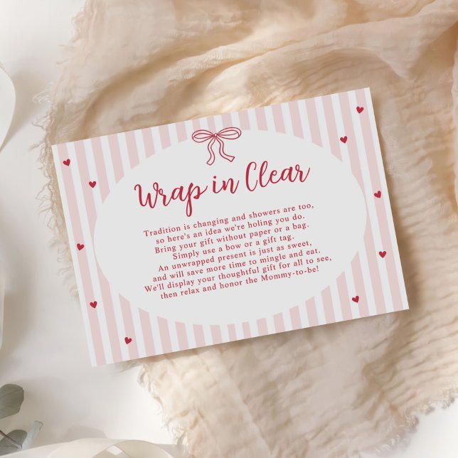 Carte D'accompagnement Bow Hearts Valentine Baby Shower Wrap In Clear (Créateur téléchargé)