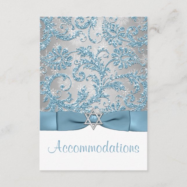 Carte D'accompagnement Bow IMPRIMÉ - Hiver Wonderland Bat mitzvah Inserti (Devant)