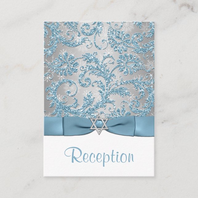Carte D'accompagnement Bow IMPRIMÉ - Hiver Wonderland Bat mitzvah Inserti (Devant)