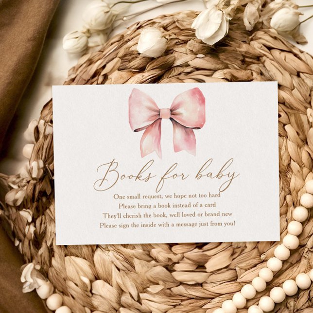 Carte D'accompagnement Bow Rose Girl Baby shower Livres Pour Bébé (Créateur téléchargé)