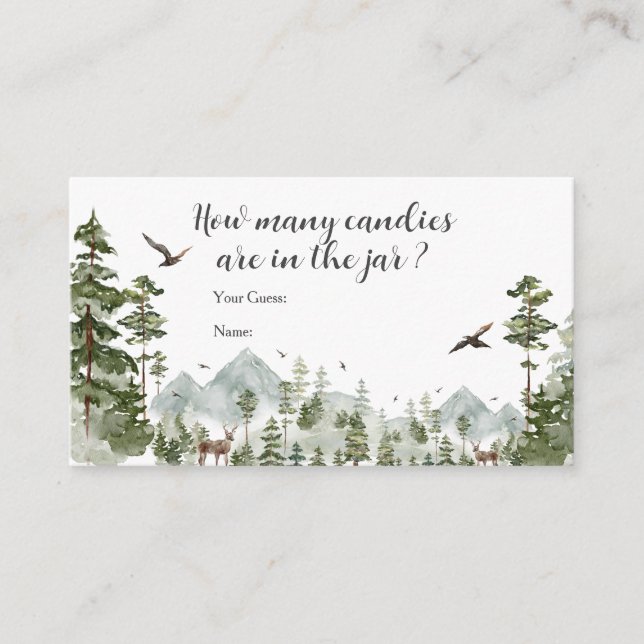 Carte D'accompagnement Boy Pine Tree Forest Mountain Combien de bonbons (Devant)