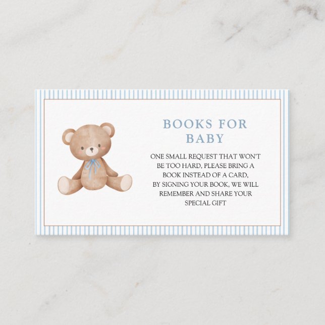 Carte D'accompagnement Boy Teddy Bear Blue Baby shower Demande de réserva (Devant)