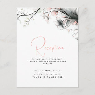Carte D'accompagnement Branche florale délicate et fantaisiste rose tendr
