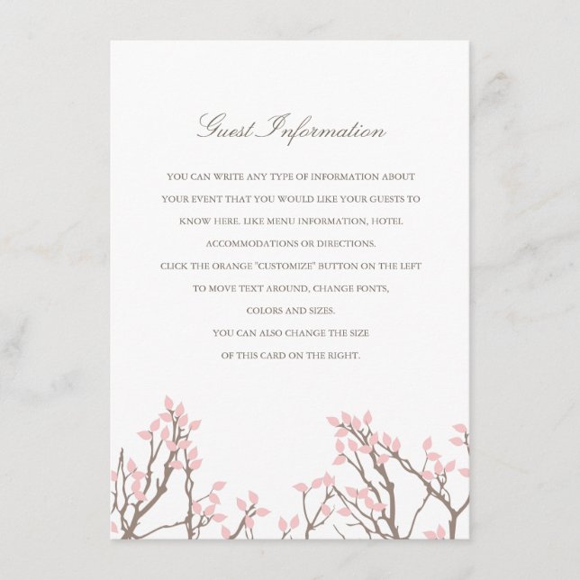 Carte D'accompagnement Branches bienheureuses Mariage Insertion (Devant)