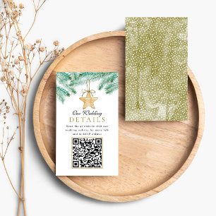 Carte D'accompagnement Branches de pin à l'aquarelle Noël Mariage d'hiver