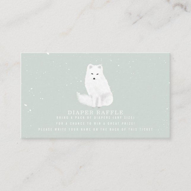 Carte D'accompagnement Broche à Baby shower bleu Renard neigeux de l'Arct (Devant)