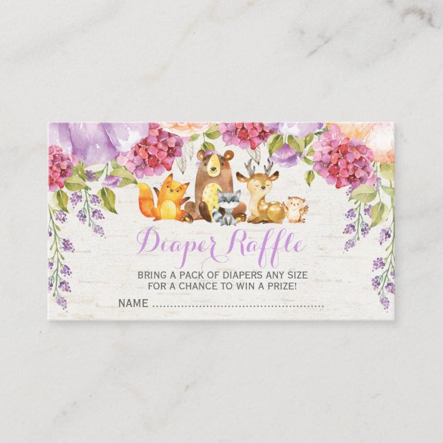Carte D'accompagnement Brochure à couches florales pourpres de bois (Devant)