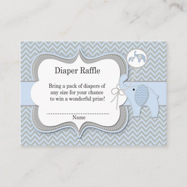 Carte D'accompagnement Brochure Chevron Elephant Baby Raffle (Devant)