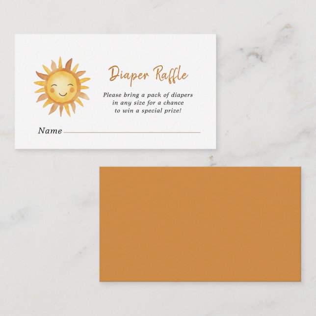 Carte D'accompagnement Brochure de Baby shower de soleil Boho Raffle (Devant / Derrière)