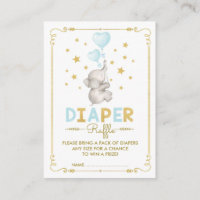 Brochure éléphant garçon Raffle Blue Gold Baby Ins