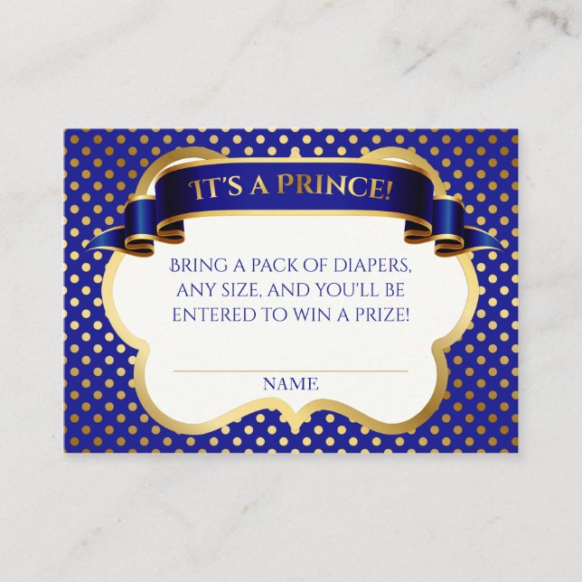 Carte D'accompagnement Brochure Prince Royal Blue Gold Couronne (Devant)