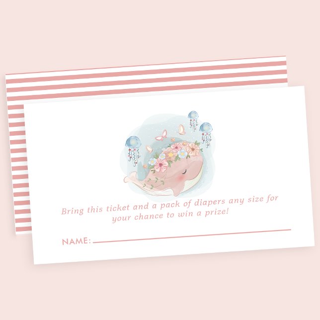 Carte D'accompagnement Brochure rose Jellyfish Baby shower Déchets Raffin (Créateur téléchargé)