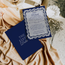 Broderie Royale Bleue Nappe de Détail de Mariage O
