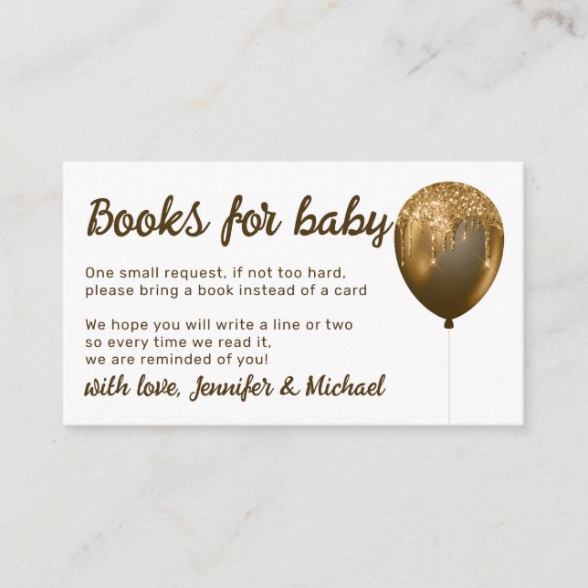 Carte D'accompagnement Bronze Balloon Sparkles Party Livres pour bébé (Devant)