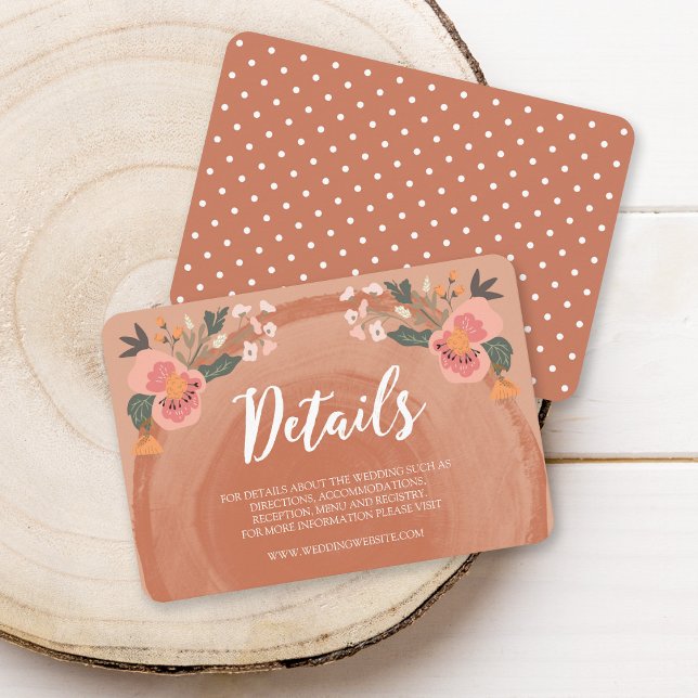 Carte D'accompagnement Brown Bois Rustique Floral Détails du Mariage (Créateur téléchargé)