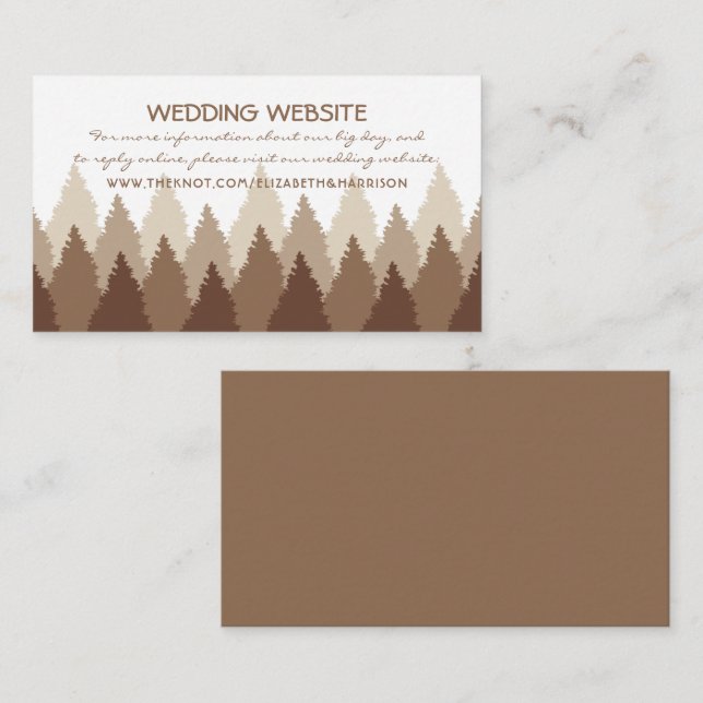 Carte D'accompagnement Brown Forest Range Woodland Mariage Website (Devant / Derrière)