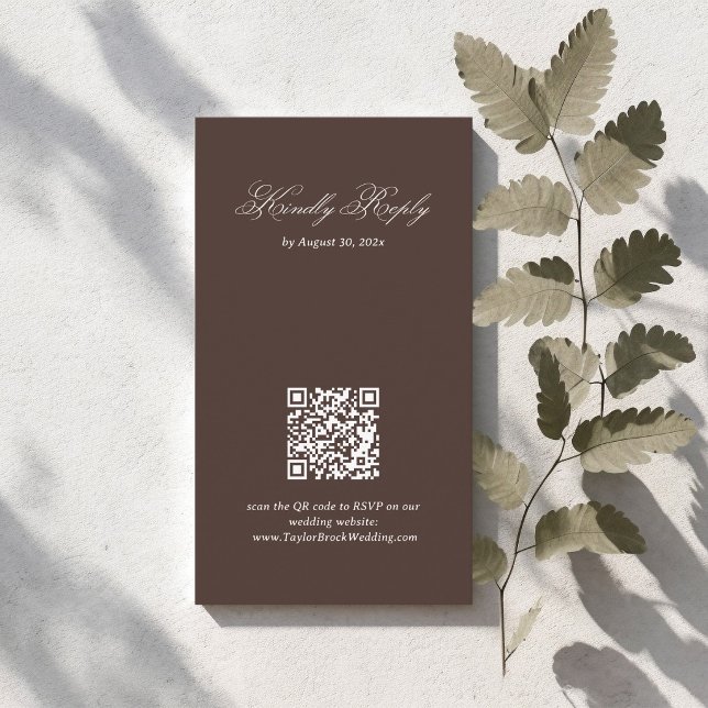 Carte D'accompagnement Brown Wedding RSVP Qr Code Enclosure Card (Créateur téléchargé)