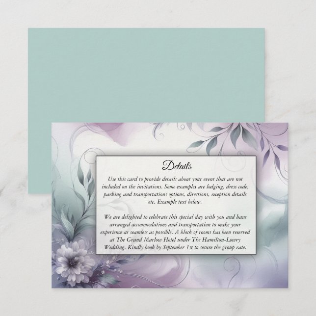 Carte D'accompagnement Broyeurs à purée de lavande et à aquarelle (Devant / Derrière)