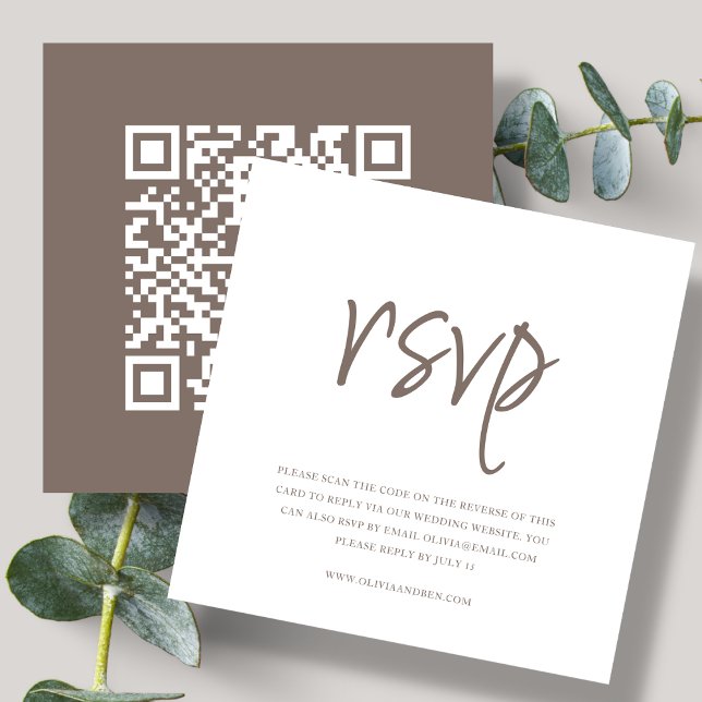 Carte D'accompagnement Brun | Code QR | Mariage RSVP (Créateur téléchargé)