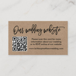 Carte D'accompagnement Brush Script Kraft Site Mariage QR Photo