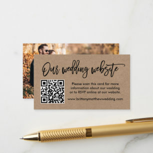 Carte D'accompagnement Brush Script Kraft Site Mariage QR Photo