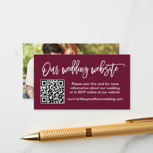 Carte D'accompagnement Brush Script Site Mariage QR Photo Bourgogne