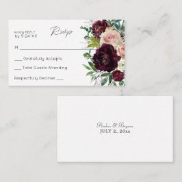 Carte D'accompagnement Budget Bourgogne & Blush Floral 3SM Pas de repas R