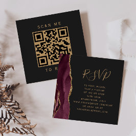 Carte D'accompagnement Budget Bourgogne Or Agate Dark QR Code RSVP