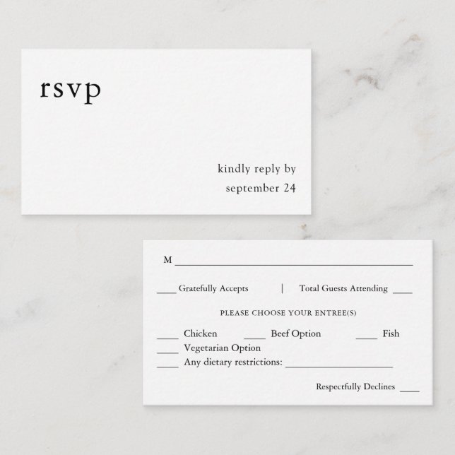 Carte D'accompagnement Budget Budget Calligraphie noir et blanc 9 Repas (Devant / Derrière)