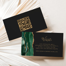 Carte D'accompagnement Budget Emerald Green Gold Agate Mariage QR Code