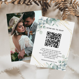 Carte D'accompagnement Budget Eucalyptus Site Mariage RSVP QR Code