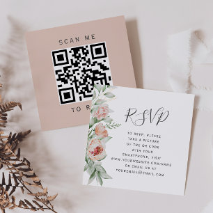 Carte D'accompagnement Budget Floral Spring Wedding QR Code RSVP