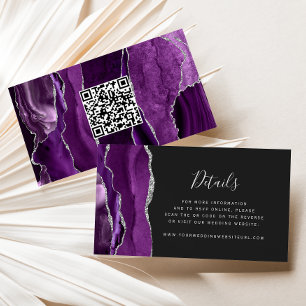 Carte D'accompagnement Budget Purple Argent Agate Dark Mariage QR Code