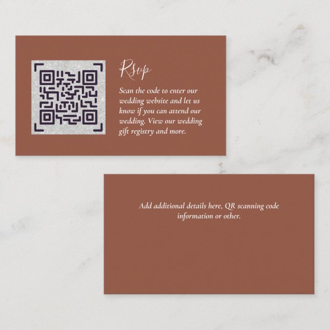Carte D'accompagnement Budget QR Code Website RSVP Mariage de l'hôtel Dét (Devant / Derrière)