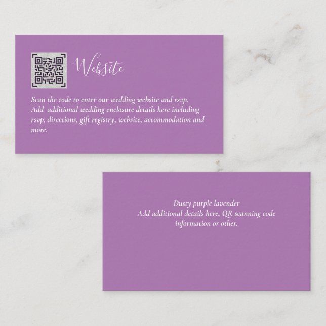 Carte D'accompagnement Budget QR Code Website RSVP Mariage de l'hôtel Dét (Devant / Derrière)