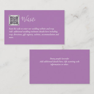 Carte D'accompagnement Budget QR Code Website RSVP Mariage de l'hôtel Dét