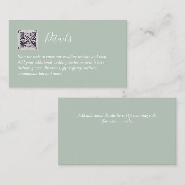 Carte D'accompagnement Budget QR Code Website RSVP Mariage de l'hôtel Dét (Devant / Derrière)