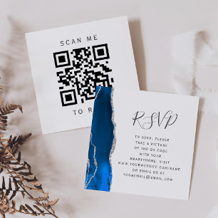 Carte D'accompagnement Budget Royal Blue Silver Mariage QR Code RSVP