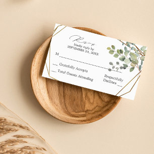 Carte D'accompagnement Budget Rustique Eucalyptus & Or SM Pas de repas RS