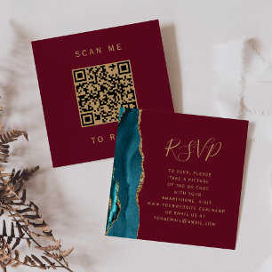 Carte D'accompagnement Budget sarcelle agate bordeaux code QR RSVP