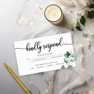 Carte D'accompagnement Budget Végétation Eucalyptus Mariage RSVP