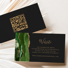 Carte D'accompagnement Budget Vert Or Agate Dark Mariage QR Code