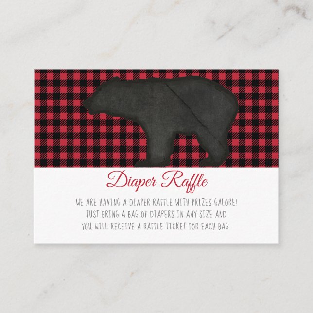 Carte D'accompagnement Buffalo Check Black Bear Baby Boy Diaper Raffle (Devant)