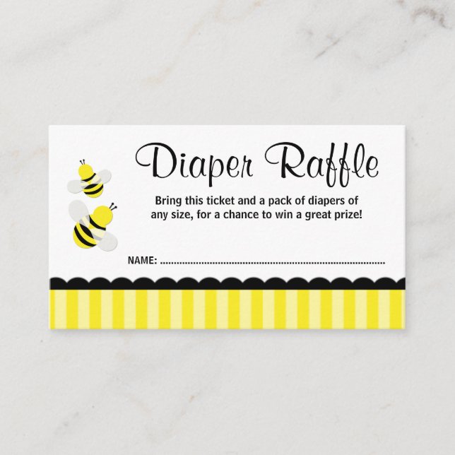 Carte D'accompagnement Bumble Bee Striped Dots Diaper Raffle Billet (Devant)