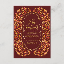 Carte D'accompagnement Burange Fall Rustic Feuille Détails du Mariage